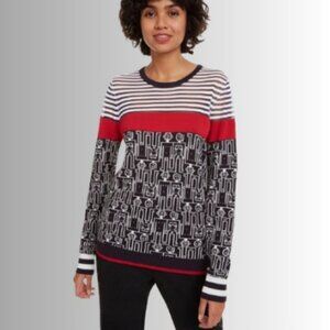 Desigual stripes and graphic print sweater multicolor women's size M